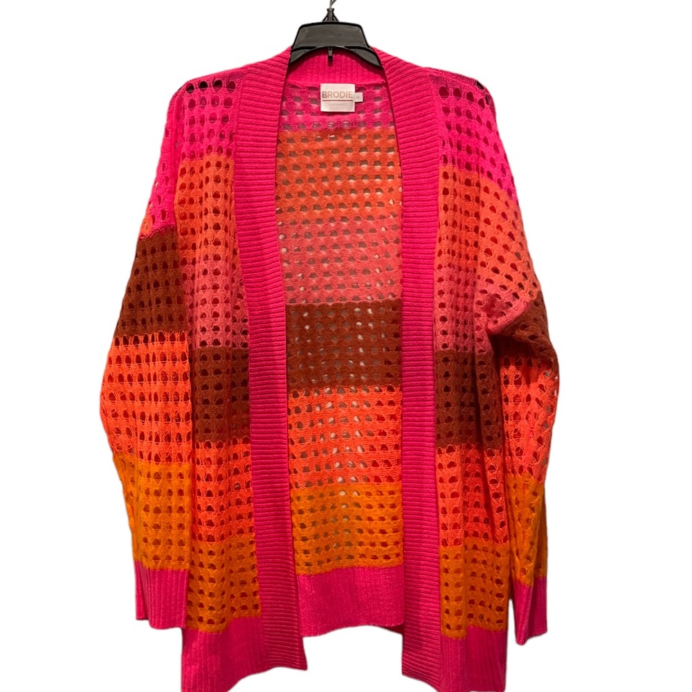 New Brodie Cashmere Sunset Pointelle Cardigan. NWOT. Oversized. Fits S-M-L